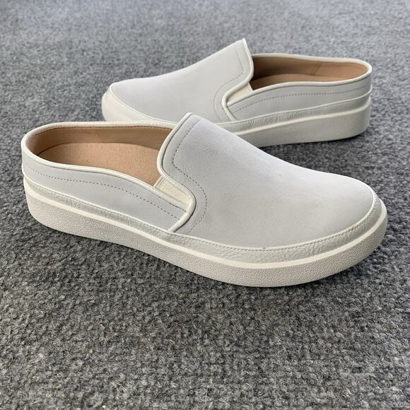 Vionic Shoes Women 5 Effortless Slip On Mules Gray White Leather Comfort Low Top - Picture 1 of 11